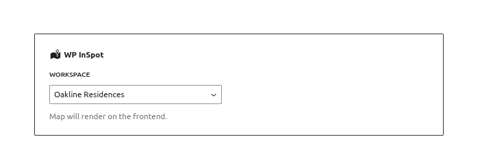Blok WP InSpot w edytorze Gutenberga z wybranym obszarem roboczym
